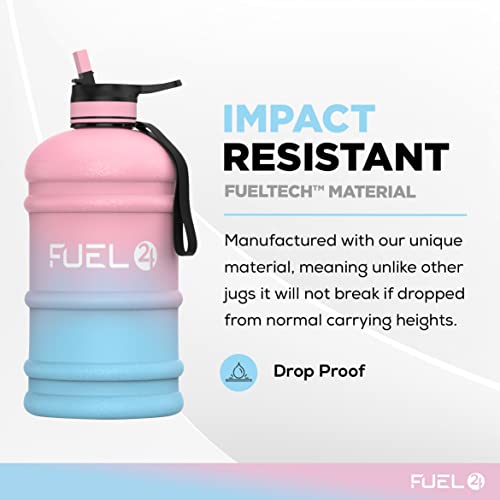 Bouteille d'eau de 2,2 L Fuel24 résistante aux chutes avec bouchon Pop