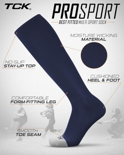 Image of Prosport Baseball Socks & Softball Socks, Kids & Adult Knee High Tube Sock