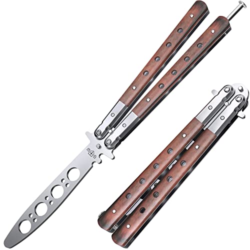 Butterfly Knife Trainer - Balisong Trainer - Practice Butterfly Knife - Balisong Butterfly Knives NOT Real NOT Sharp Blade - Wood Dull Trick Butterfly Knifes - Butter Fly Knife Training CSGO K12 W