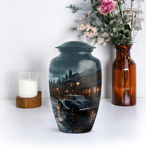 Image of Personalized Car - Funeral Urns For Adult Ashes Women - Large Burial Urn For Human Ashes Adult Male - Cremation Urns For Men - 10 Inch - Large With Velvet Bag - Memorial Urns For Human Ashes