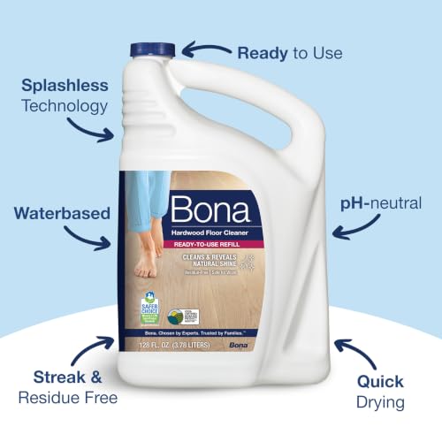 Bona Hardwood Floor Cleaner Refill - 128 fl oz - Unscented | Refill for Bona Spray Mops and Spray Bottles - Residue-Free Floor Cleaning Solution for Wood Floors