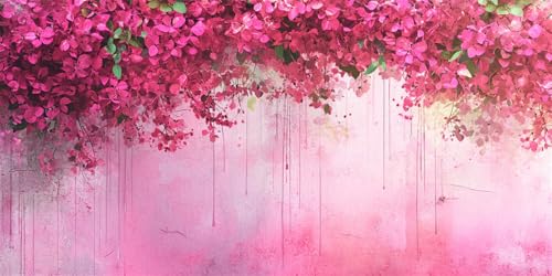 Pintura por Números para Adultos rosa Pintar por Numeros Niños Principiantes flor,Kit de Pintura al óleo de Lienzo DIY para con Pinceles,Paint by Numbers Pigmento Acrílico,Mujer Regalo 40x90cm E-1106