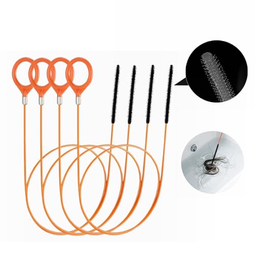 Cuzlarmul 35 Inch Drain Snake Hair Clog Remover Tool, Long Flexible Anti-Break Steel Plumbing Snake, for Bathroom Sink, Shower, Tub, Pipe Drain (4 Pack)