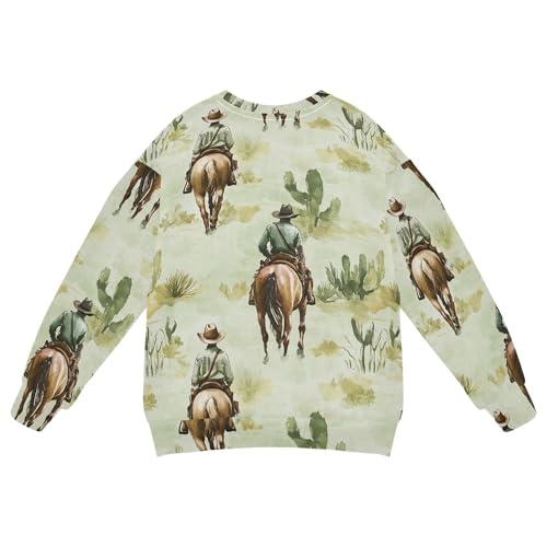 JUNZAN Western Cowboy Horse Green Little Boys Hoodie Sweatshirt Crewneck Sweatshirt With Hoodie Athletic 4T2