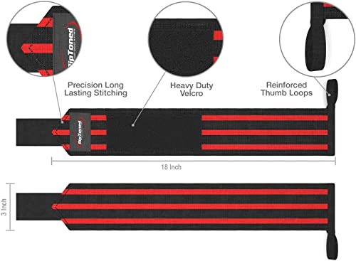 Rip Toned Lifting Straps + 13-Inch Wrist Wraps Bundle (1 Pair Of Each) For Weightlifting, Xfit, Workout, Gym, Powerlifting, Bodybuilding #TOP6