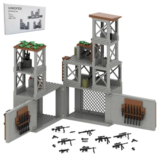 UINOFER Juego de bloques de construcción de escena militar, modelo de arquitectura de bases militares de bricolaje WW2, arquitectura militar de vigilancia, accesorios compatibles 75387 (Outpost)