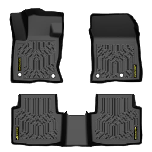 PIT66 TPE Floor Mats Compatible with Ford Escape 2020 2021 2022 2023 2024 2025 with 1st Row Bucket or Bench Seats 1st and 2nd Row All Weather Liner Accessories alfombras para carro Fit Ford