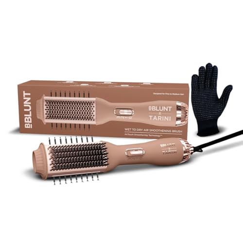 Image of BBLUNT WET-TO-DRY AIR SMOOTHENING BRUSH 850W | Co-created with Tarini Peshawaria | Effortlessly Transforms Hair From Damp to Styled | AirTouch Smoothening TechnologyTM | Anti-Frizz & Shiny | For Fine to Medium Hair | With Gentler Bristles for Thinner Type