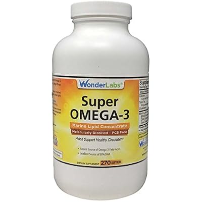 Super Omega-3 Marine Lipid Concentrate - Molecularly Distilled | Pharmaceutical Grade | Contains: EPA 265mg DHA 170mg - 270 Softgels