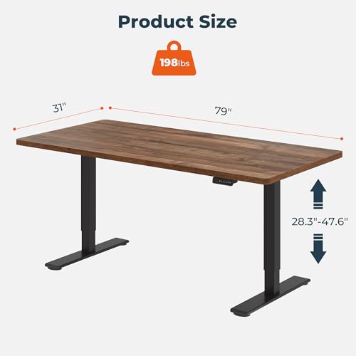 Image of Dual Motor Standing Desk, Large Stand Up Desks, 79x31 Inches Electric Sit Stand Desks, 4 Memory Preset Adjustable Height Computer Table for Home Office with Splice Board (Brown)