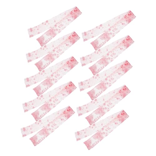 VANZACK 10pcs Halloween Bloody Gauze Fabric Realistic Scary Blood Stains for Creepy Party Decorations Reusable Cloth for Haunted House Mummy Costume Horror Event Props