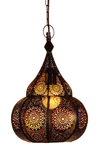 Orientalische Lampe Pendelleuchte Ilham Schwarz 40cm E27 Lampenfassung | Marokkanische Design Hängeleuchte Leuchte aus… – Bild 3
