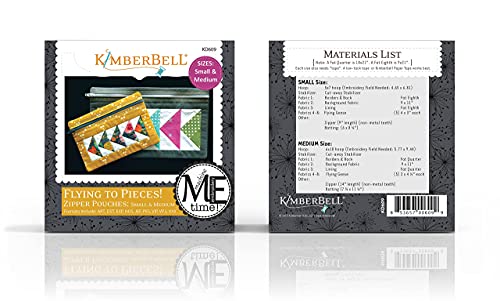 Kimberbell Flying to Pieces Zipper Pouches: Small & Medium Machine Embroidery Design CD Pattern