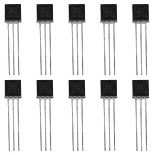 SHUATI DS18B20 10pcs Black Durable 18B20 TO-92 3 Pins Wire Integrated Circuit Temperature IC Sensor Industrial
