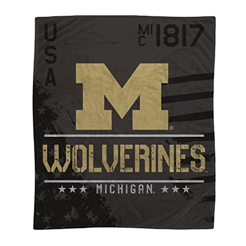 Proformance Home Officially Licensed NCAA Michigan Wolverines Black Camo Flannel Fleece Blanket