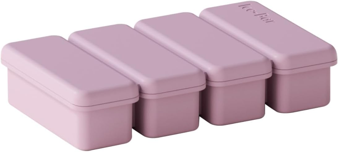 PRISO BPA Free Silicone Ice Pop Mold Set with Lid, 4 Grid Popsicle Maker, Reusable Ice Cream & Kulfi Mould, Leakproof & Easy Release Rectangle Tray. (85 ml)