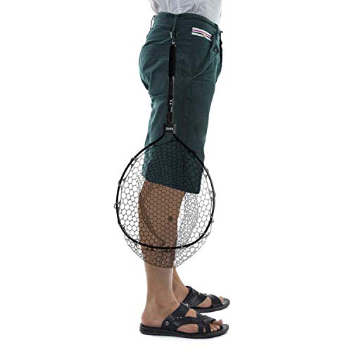 Plusinno Fly Fishing Net Fish Landing Net, Trout Bass Net Soft Rubber Mesh Catch And Release Net (16" X 13" Hoop Size) #TOP5