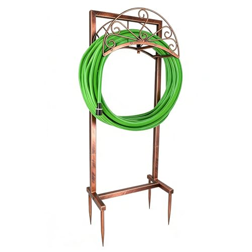 Support de tuyau d'arrosage autoportant, support de tuyau d'arrosage en métal robuste, support de rangement amovible pour tuyau d'arrosage extérieur,...