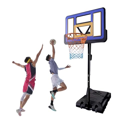 Aro De Baloncesto Portátil con Tablero Trasero De PC, Aro De Baloncesto De Altura Ajustable con Ruedas, para Jóvenes, Adolescentes Y Adultos