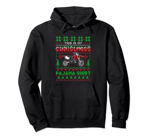My Christmas Pajama Shirt Costume Dirt Bike Biker Family Pullover Hoodie