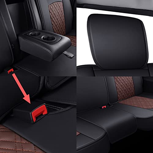 Image of YIERTAI Car Seat Covers for Dodge Ram Fit 2009-2026 1500 2010-2026 2500 3500 Classic Bighorn Longhorn Laramie Tradesman Truck Brown Rear