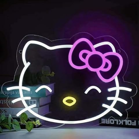 Cat Neon Signs for Wall Decor Cute Anime Neon Night LED Kit Light Lamp for Bedroom Game Room Led Business Signs Suitable for livingroom Man Cave Christmas Xmas Best Kids Children's Gift (CAT-H) Cover