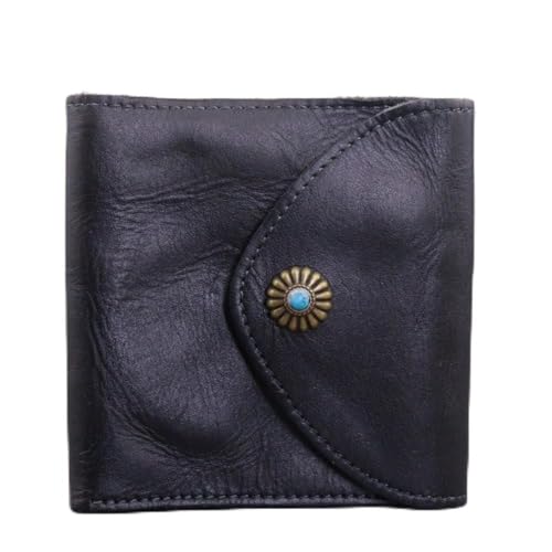 Viking Soft Retro Leather Wallet for Men & Women | Handcrafted Genuine Cowhide Credit Card Holder & ID Window | Minimalist Front Pocket Wallet (black)