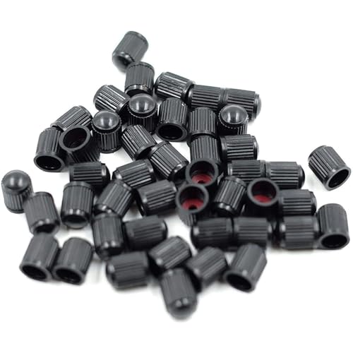 100 tapones para válvula de neumáticos, tapas de vástago de válvula de plástico con sello de goma O, cobertores universales para autos, SUVs, bicicletas, camiones y motocicletas, sello hermético a prueba de polvo, negro miniatura 4