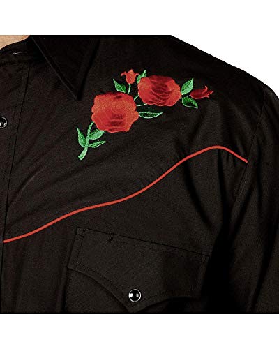ELY CATTLEMAN Men's Long Sleeve Western Shirt with Rose Embroidery2