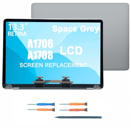 Replacement New A1706 LCD Full Assembly for MacBook Retina 13.3 A1706 A1708 LCD Display Full Assembly 2016 2017 Year (Grey)