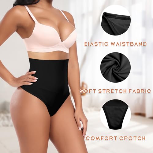 Image of Werena Tummy Control Thong Shapewear for Women High Waist Shaping Underwear Seamless Thongs Panties