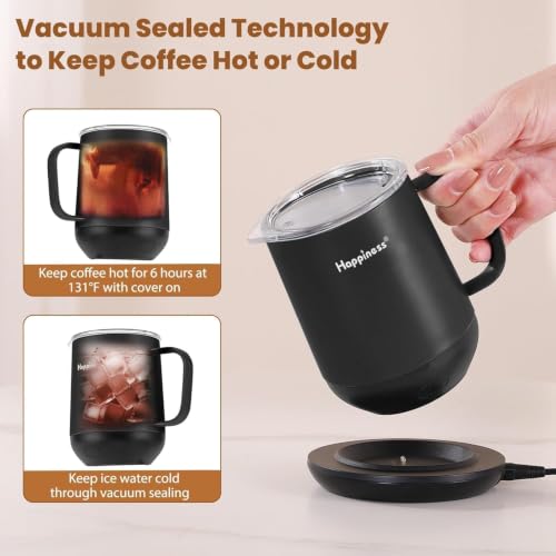 Image of Happiness Self-Heating Coffee Mug,12oz Temperature Control Smart Cup