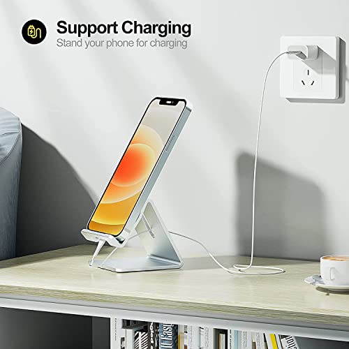 Salex Silver Desk Phone Stand. Desk Cell Phone Holder For Office, Home, Bed, School. Cute Desk Iphone Holder. Handable Desktop Tablet Holder Stand. Metal Desktop Stand For Small Tablets, Ipad Mini. #TOP2