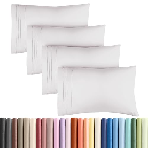 Queen Pillow Cases Set of 4 - Ultra Soft Hotel Quality Pillowcase Covers - Comfy, Cozy & Wrinkle Free - Shrinkage and Fade Resistant - Machine Washable Pillow Protectors - 4 Piece Set - French Grey