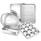 E-far 6-Piece Baking Pans set, Stainless Steel Bakeware Set for Oven, Include...