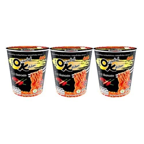 Mama, Instant Dried Cup Noodles, Oriental Kitchen, Hot Korean, 80 g. [Pack of 3 pieces]
