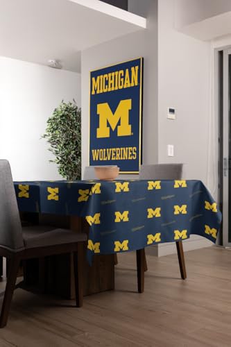 Michigan Wolverines Disposable Tablecloth, 9ft x 4.5ft for UofM Birthday, Graduation, and Football Game Day Party Decor (1 Plastic 9' Rectangle) (Michigan Wolverines)