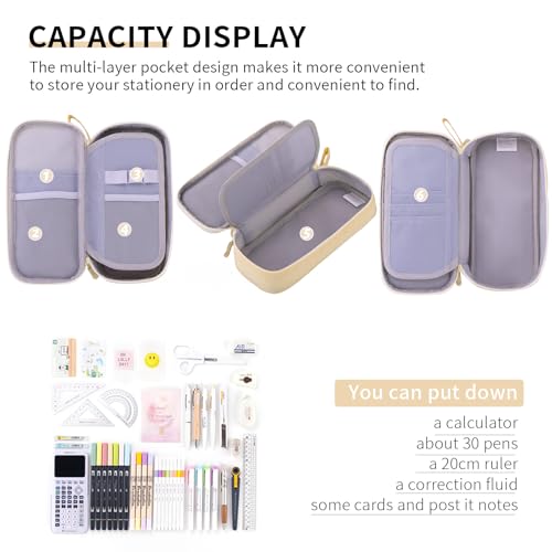 image for CICIMELON Durable Pen Pencil Case Big Storage Pen Pouch Bag for School