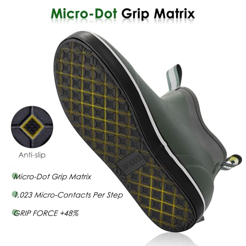 Kalkal Men's Deck Boots, Waterproof Fishing Rain Boots with High Traction, Men's Rubber Boots For Gardening Fishing Boating Camping Sailing4