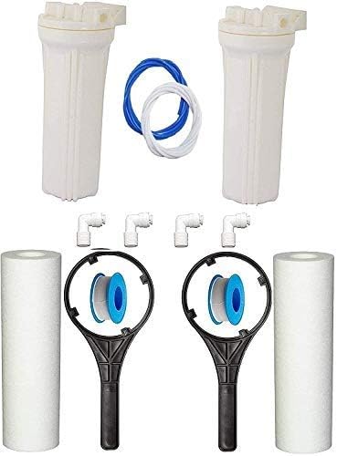 PP 2 Pcs. Pre Filter Housing Bowl + 2 PP Spun Filter + 1/4" Ro Pipe 3 Meter + Spanner Key For Water Purifiers