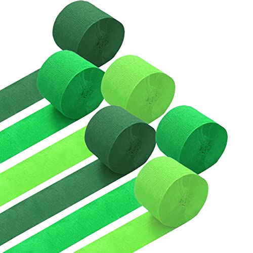 Ainmto 6 Rouleaux de Serpentins en Papier Crépon Vert(Chaque Rouleau 25 m x 4,5 cm), Décorations Parfaites pour Fête d'anniversaire,Mariage