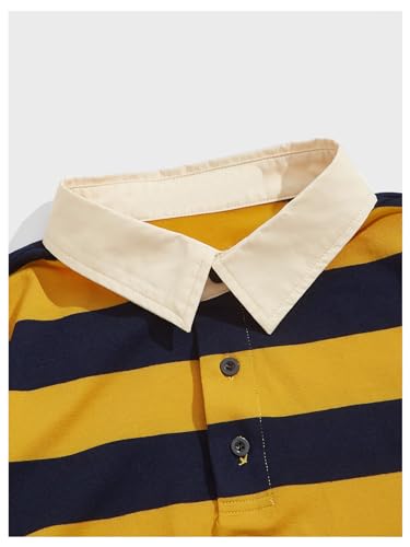 Verdusa Men's Striped Button Front Casual Shirt Collared Short Sleeve Summer Tops3