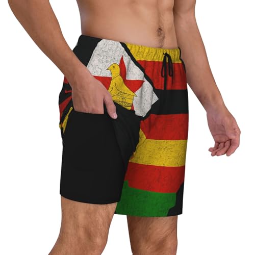 Pantalones cortos de baño cómodos para hombre con mapa de África para fitness 3