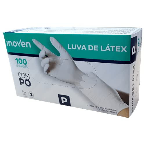 Luva Látex Natural Descartável Com Pó Inoven Tamanho P - Cartucho com 100 Unidades