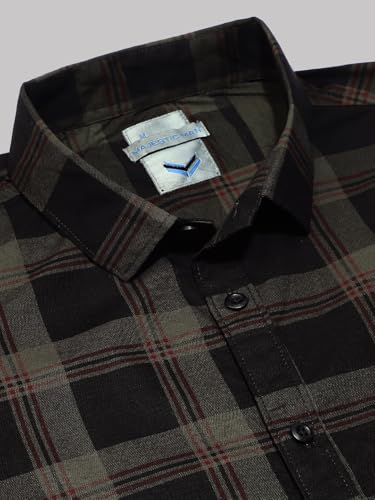 Image of Majestic Man Men Comfort Slim Fit Checked Cotton Casual Shirt