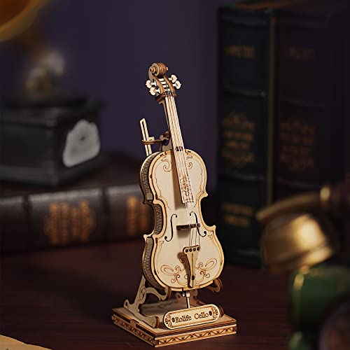 Hands Craft Diy 3D Wooden Puzzle – Cello Musical Instrument Assembly Building Model Kit Brain Teaser Puzzles Educational Stem Toy Adults And Teens To Build Safe And Non-Toxic Premium Wood Tg411 #TOP7