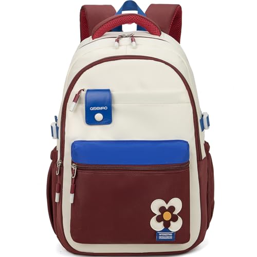 Amythe Mochila escolar menina adolescente, mochila colégio menina com bolso anti-roubo, mochilas instituto para jovens, Vermelho, Mochilas rucksack