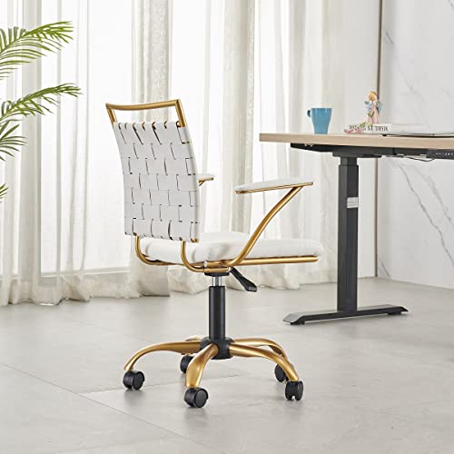 Carocc White Gold Office Chair White And Gold Desk Chair Office Chair In White And Gold Modern Home Office Chair Gold White Office Chair Gold Legs(Gold White) #TOP1
