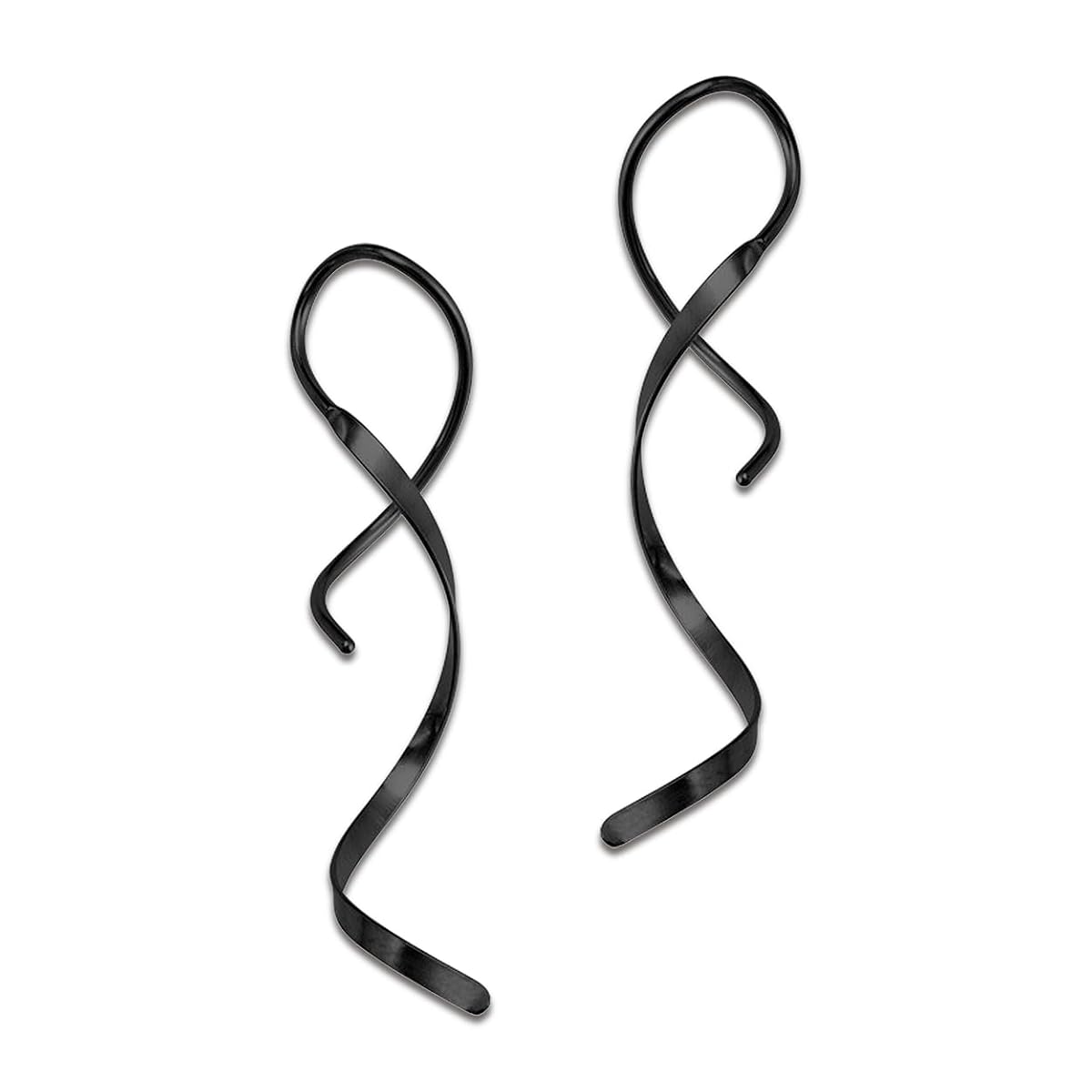 JeanBeau Spiral Earrings for Women Handmade Pull Through Stainless Steel Dangle
