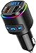 Upgraded Criacr V5.0 Bluetooth FM Transmitter for Car, QC3.0 Charge & 7 RGB Color LED Backlit Wireless FM Radio Car Adapter, Support Siri Google Assitant, U Disk, SD Card, Hands-Free Calls Kit